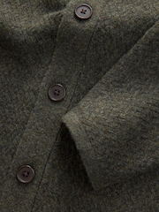 Green Regular Fit Textured Collared Cardigan with Wool - Image 8 of 8