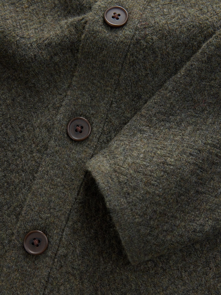 Green Regular Fit Textured Collared Cardigan with Wool - Image 8 of 8