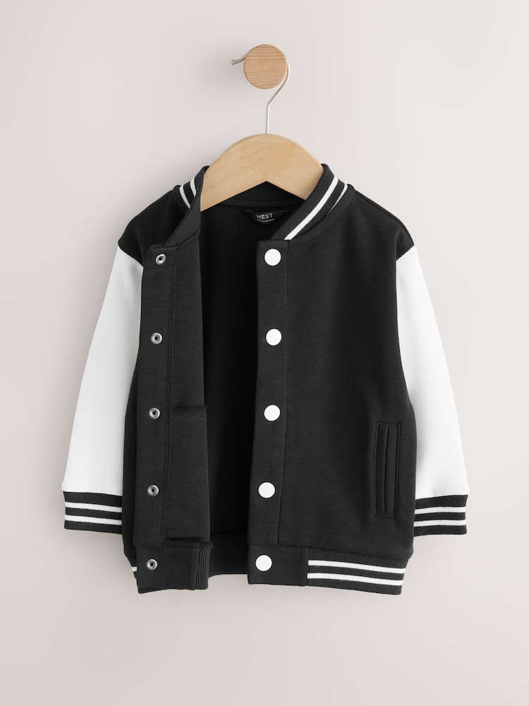 Black/Ecru Jersey Bomber Jacket (3mths-7yrs) - Image 2 of 5 Black/Ecru Jersey Bomber Jacket (3mths-7yrs) - Image 2 of 5