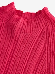 Banana Republic Pink Ribbed Merino Mock-Neck Elbow-Sleeve Jumper - Image 4 of 5