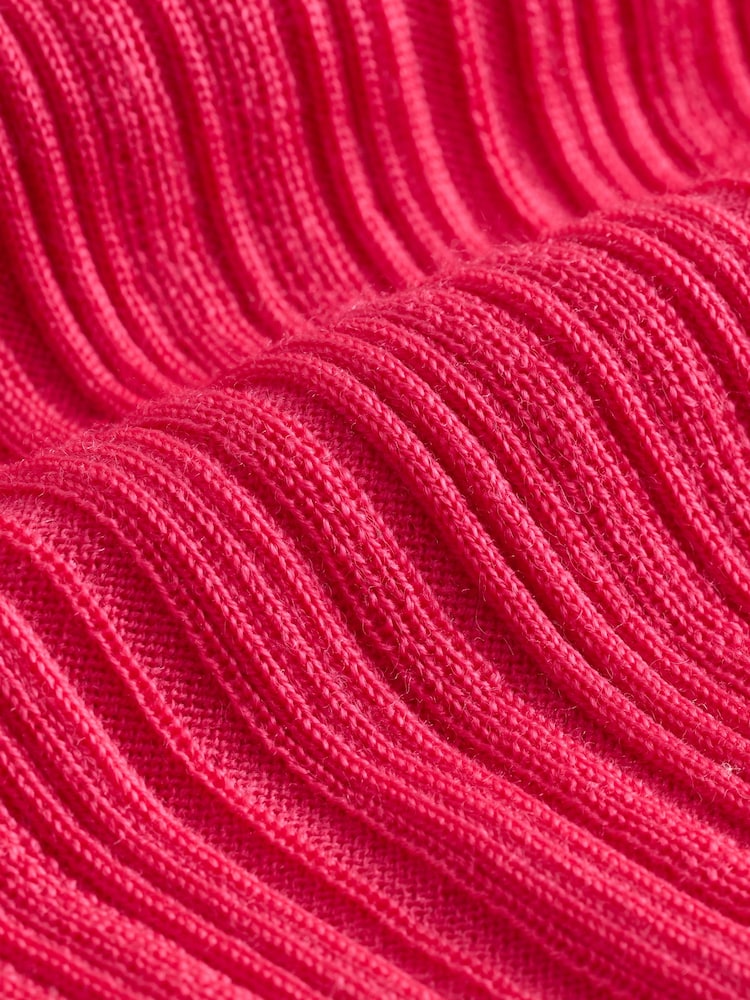 Banana Republic Pink Ribbed Merino Mock-Neck Elbow-Sleeve Jumper - Image 5 of 5