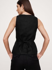 Banana Republic Black Linen Square-Neck Longline Waistcoat - Image 2 of 8