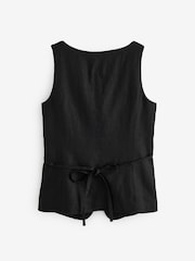 Banana Republic Black Linen Square-Neck Longline Waistcoat - Image 6 of 8