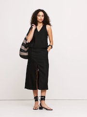 Черный - Banana Republic Linen Midi Skirt - Image 1 of 2