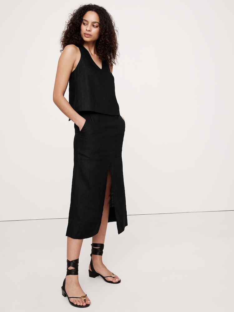 Черный - Banana Republic Linen Midi Skirt - Image 2 of 2