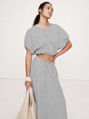 Raya azul - Top corto de popelina con dobladillo en forma de burbuja de Banana Republic - Imagen 1 de 2