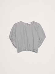 Raya azul - Top corto de popelina con dobladillo en forma de burbuja de Banana Republic - Imagen 2 de 2