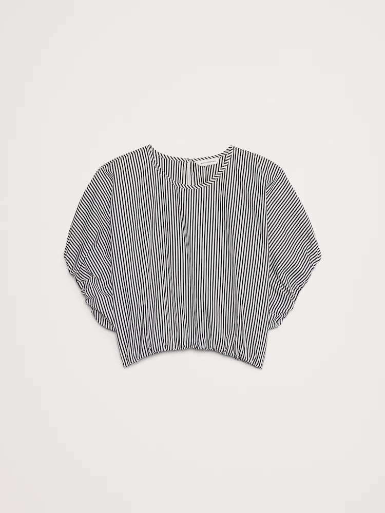 Raya azul - Top corto de popelina con dobladillo en forma de burbuja de Banana Republic - Imagen 2 de 2