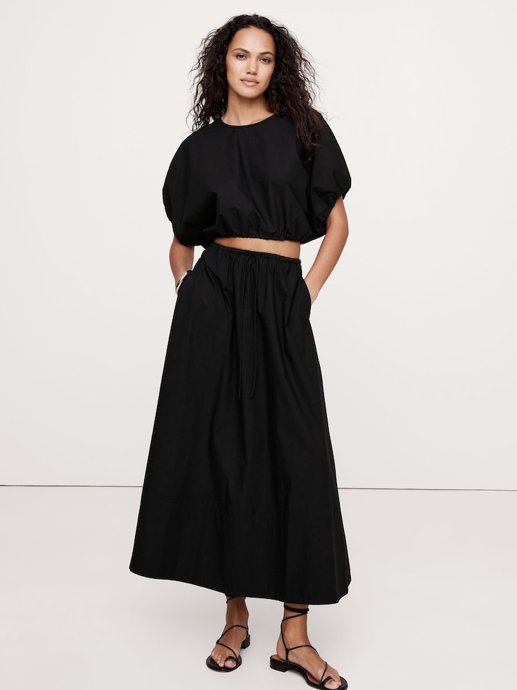 Zwart - Banana Republic Poplin top met bubbelzoom en cropped zoom - Image 1 of 4