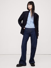 Banana Republic Blue Chambray Cropped Popover Shirt - Image 3 of 4