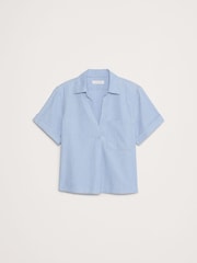 Banana Republic Blue Chambray Cropped Popover Shirt - Image 4 of 4