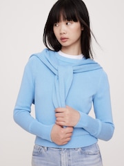 Banana Republic Blue Cotton-Silk Crew-Neck Jumper - Image 1 of 5
