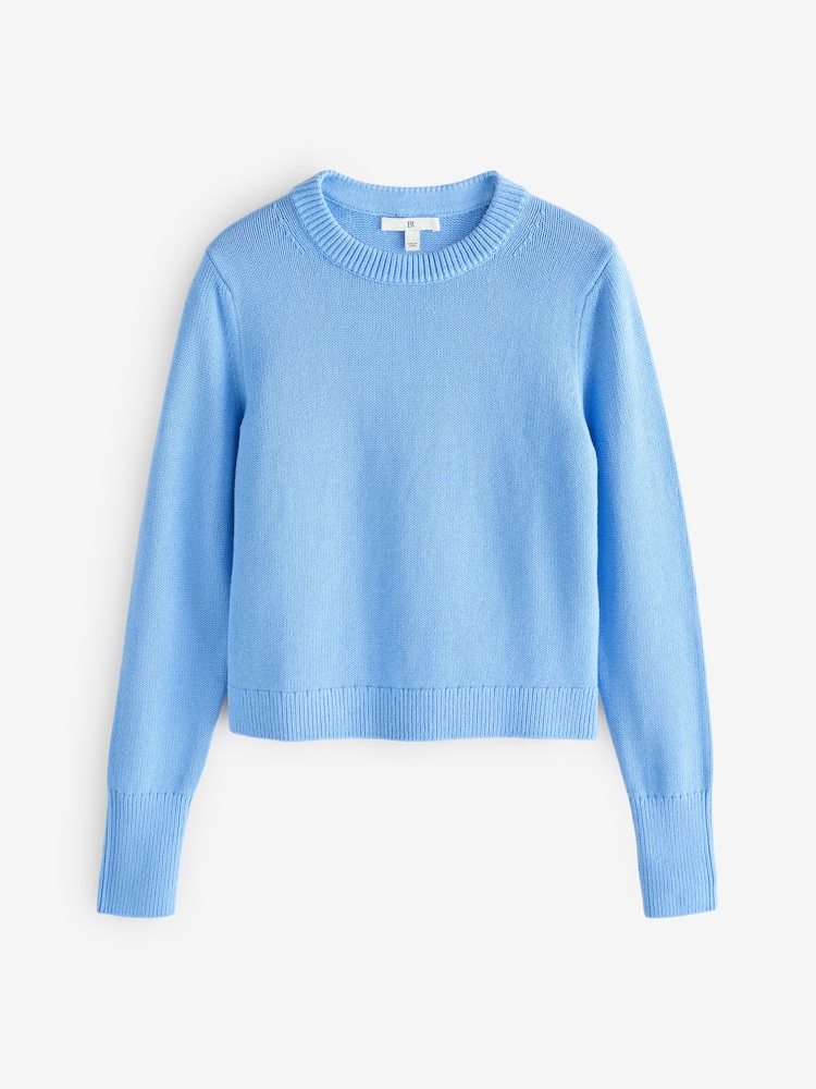 Banana Republic Blue Cotton-Silk Crew-Neck Jumper - Image 2 of 5
