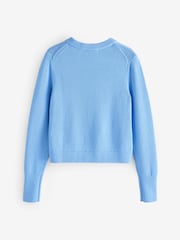 Banana Republic Blue Cotton-Silk Crew-Neck Jumper - Image 3 of 5