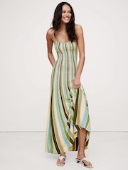 Banana Republic Green Sculpted Stripe Maxi Dress - Image 1 of 4