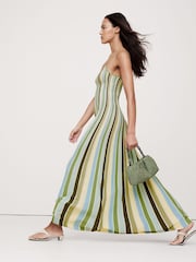 Banana Republic Green Sculpted Stripe Maxi Dress - Image 3 of 4