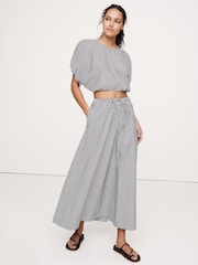Raya azul - Falda larga de popelina de Banana Republic - Imagen 1 de 6