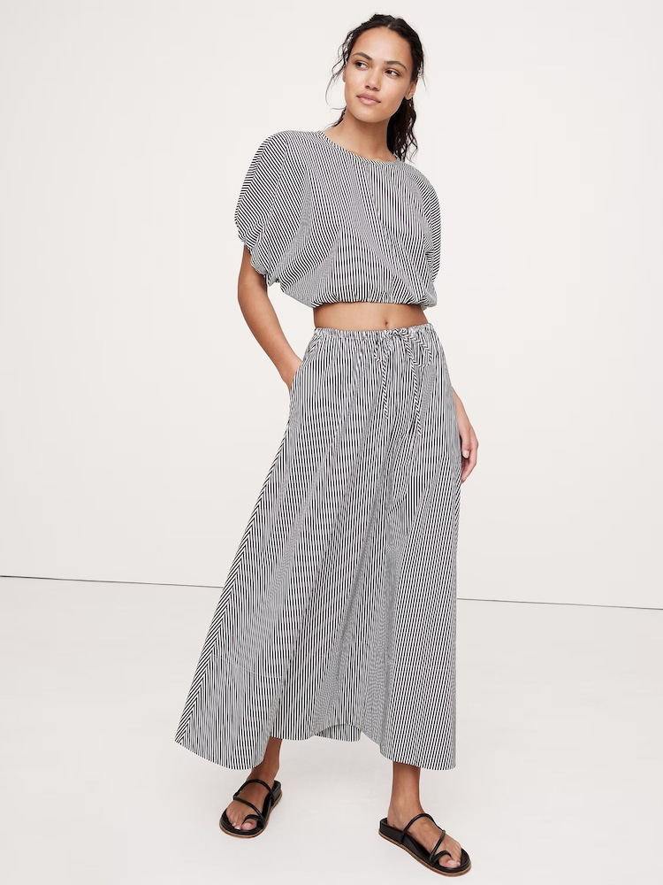 Raya azul - Falda larga de popelina de Banana Republic - Imagen 1 de 6