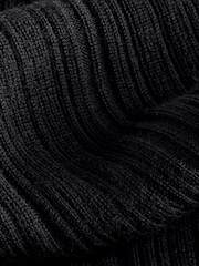 Banana Republic Black Ribbed Merino Mock-Neck Elbow-Sleeve Jumper - Image 4 of 4