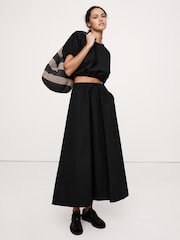Banana Republic Black Poplin Maxi Skirt - Image 1 of 8