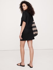 Banana Republic Black 100% Linen Slim Fit Mini Skirt with Removable Belt - Image 2 of 3