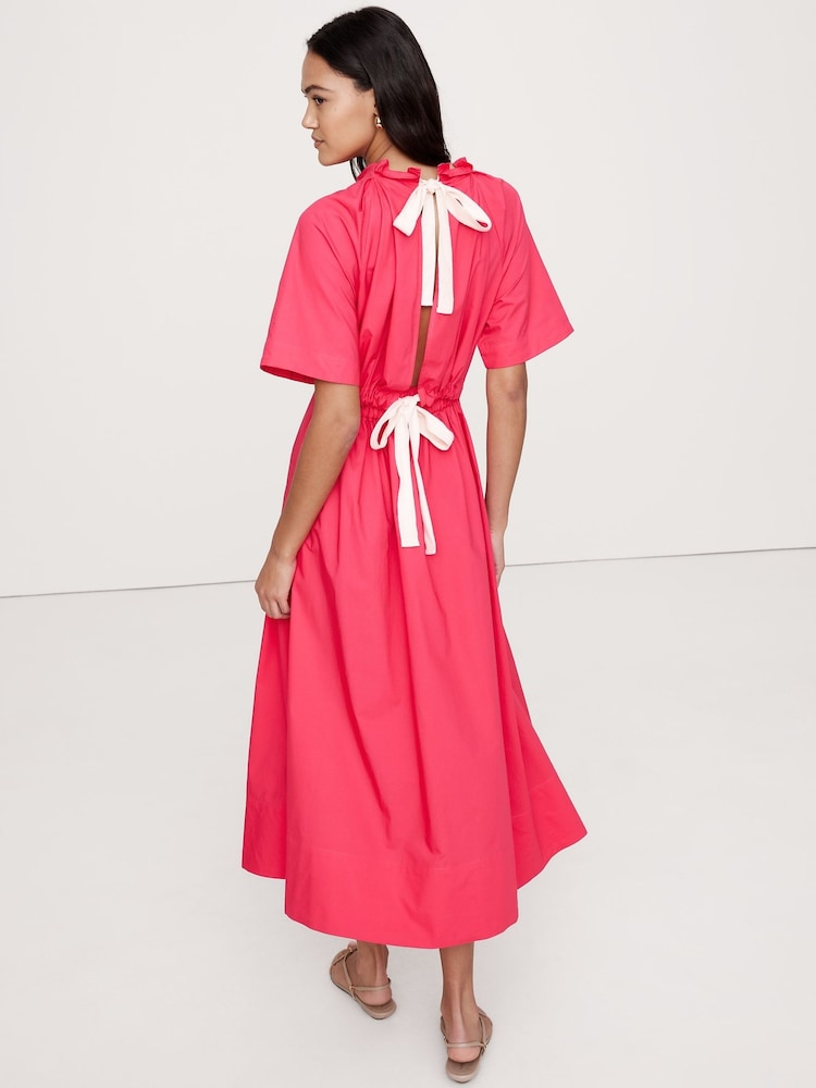 Banana Republic Pink Poplin Tie-Back Maxi Dress - Image 2 of 5