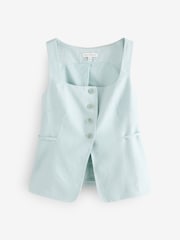 Banana Republic Light Blue Linen Square-Neck Longline Waistcoat - Image 2 of 4