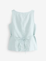Banana Republic Light Blue Linen Square-Neck Longline Waistcoat - Image 3 of 4