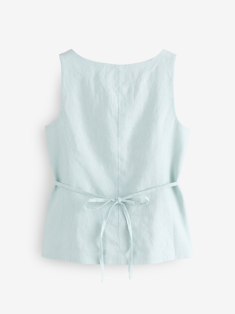 Groen - Banana Republic 100% Linen Square-Neck Longline Waistcoat - Image 3 of 4