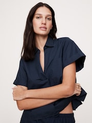 Banana Republic Navy Blue The Oversized Popover Top - Image 3 of 3