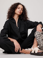 Banana Republic Black Oversized 100% Linen Shirt - Image 1 of 1