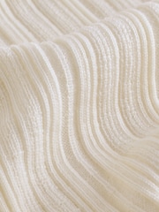 Banana Republic White Ribbed Merino Mock-Neck Elbow-Sleeve Jumper - Image 4 of 4