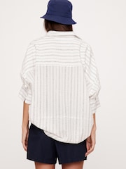 Banana Republic White Stripe The Oversized Popover Top - Image 2 of 7