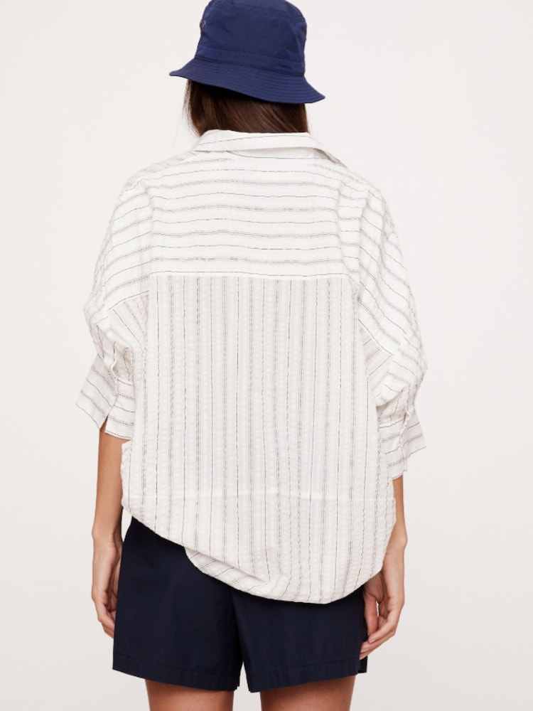 Banana Republic White Stripe The Oversized Popover Top - Image 2 of 7