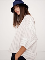 Banana Republic White Stripe The Oversized Popover Top - Image 3 of 7