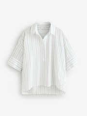Banana Republic White Stripe The Oversized Popover Top - Image 4 of 7