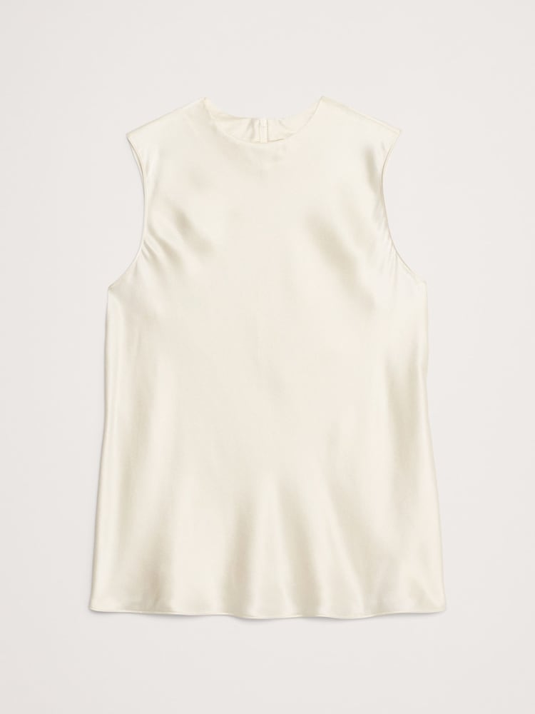 Banana Republic White Signature 100% Silk Sleeveless Tank Top - Image 4 of 4