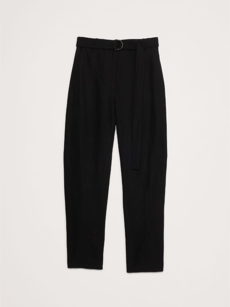 Banana Republic Black High-Rise Barrel Tencel Linen Trousers - Image 4 of 4