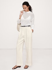 Banana Republic White Soho High-Waisted Wide-Leg Linen Trousers - Image 1 of 5
