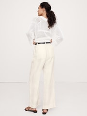 Banana Republic White Soho High-Waisted Wide-Leg Linen Trousers - Image 2 of 5