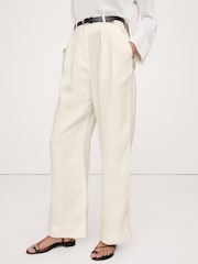 Banana Republic White Soho High-Waisted Wide-Leg Linen Trousers - Image 3 of 5