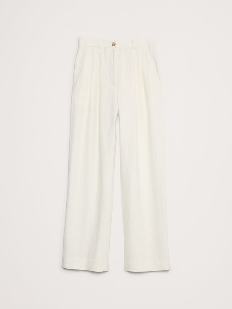 Banana Republic White Soho High-Waisted Wide-Leg Linen Trousers - Image 5 of 5