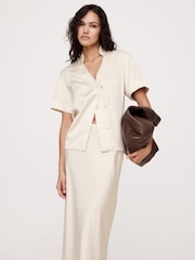 Banana Republic Beige Satin Short-Sleeve Shirt - Image 1 of 1