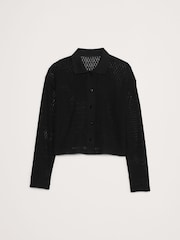 Banana Republic Black Mesh Polo Cardigan - Image 4 of 4