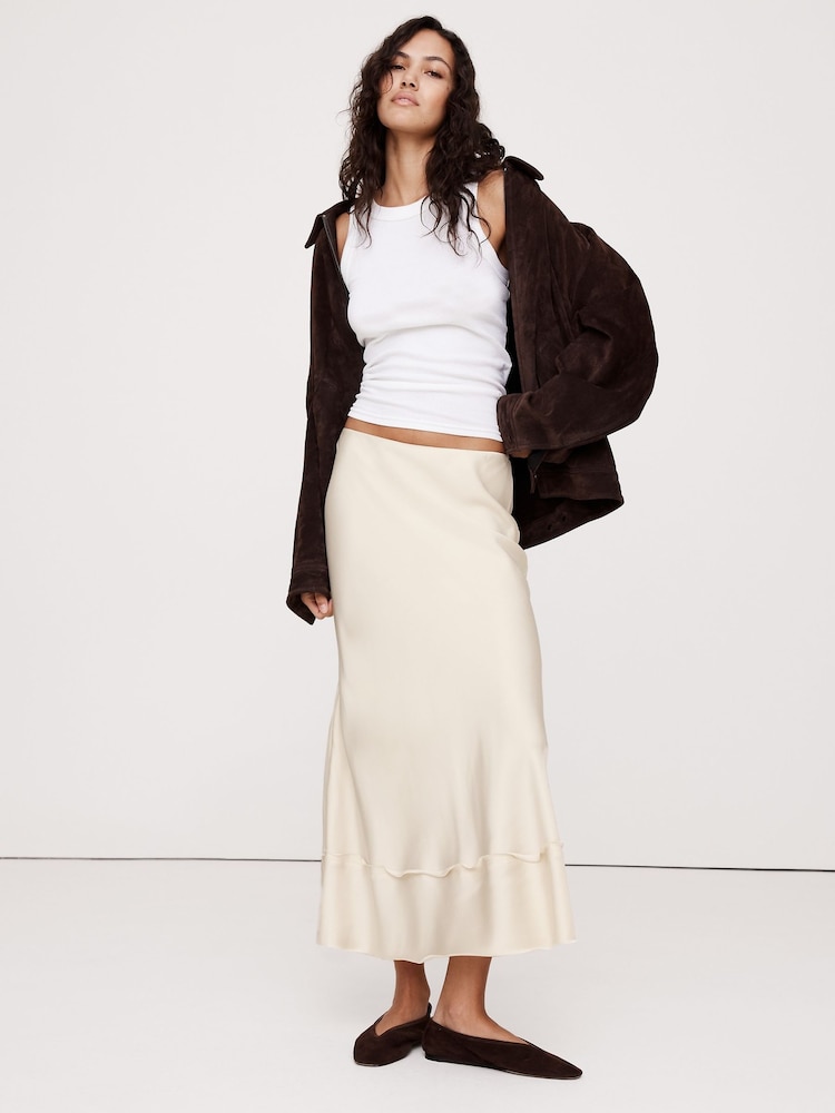 Crème - Banana Republic satijnen midirok - Image 1 of 5