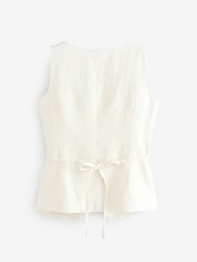 Banana Republic Cream 100% Linen Square-Neck Longline Waistcoat - Image 5 of 7