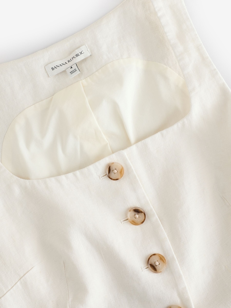 Crème - Banana Republic 100% Linen Square-Neck Longline Waistcoat - Image 6 of 7
