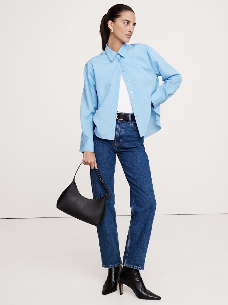 Banana Republic Blue Oversized Side-Split Shirt - Image 1 of 1