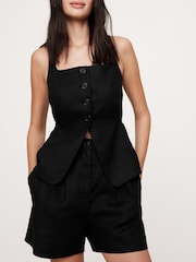 Banana Republic Black 100% Linen Soho High-Waisted Linen Short - Image 2 of 2