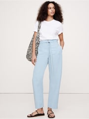 Banana Republic Light Blue High-Rise Barrel Tencel Linen Trousers - Image 1 of 3